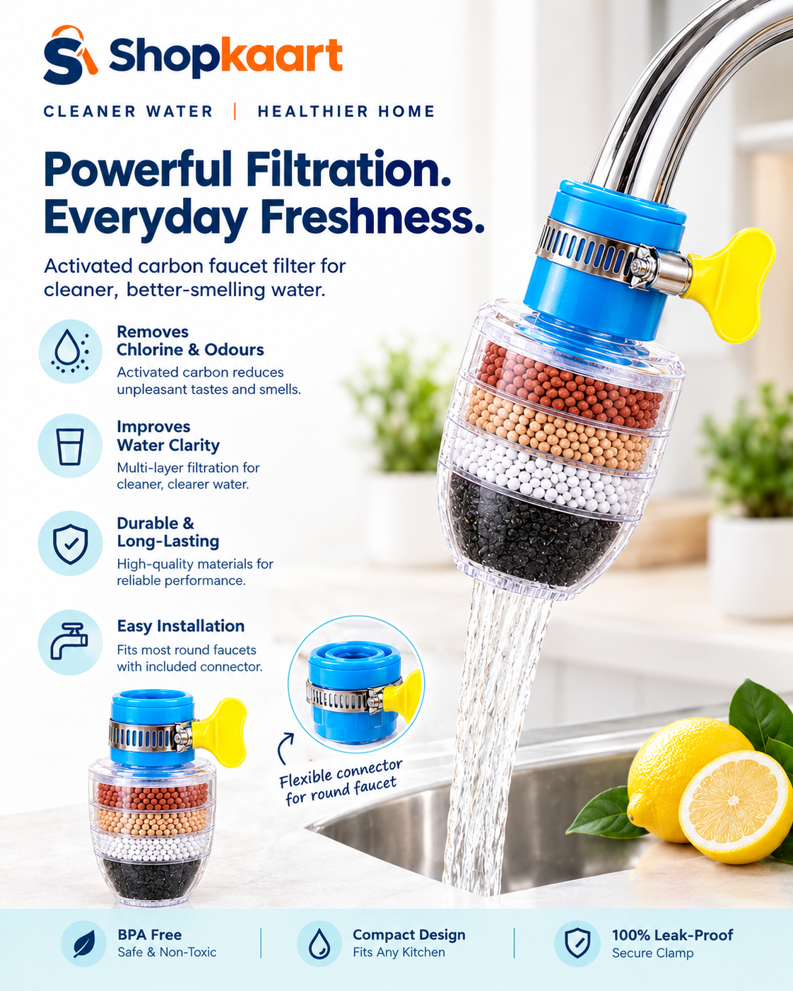 Activated Carbon Faucet Water Filter | Universal Interface Home Tap Water