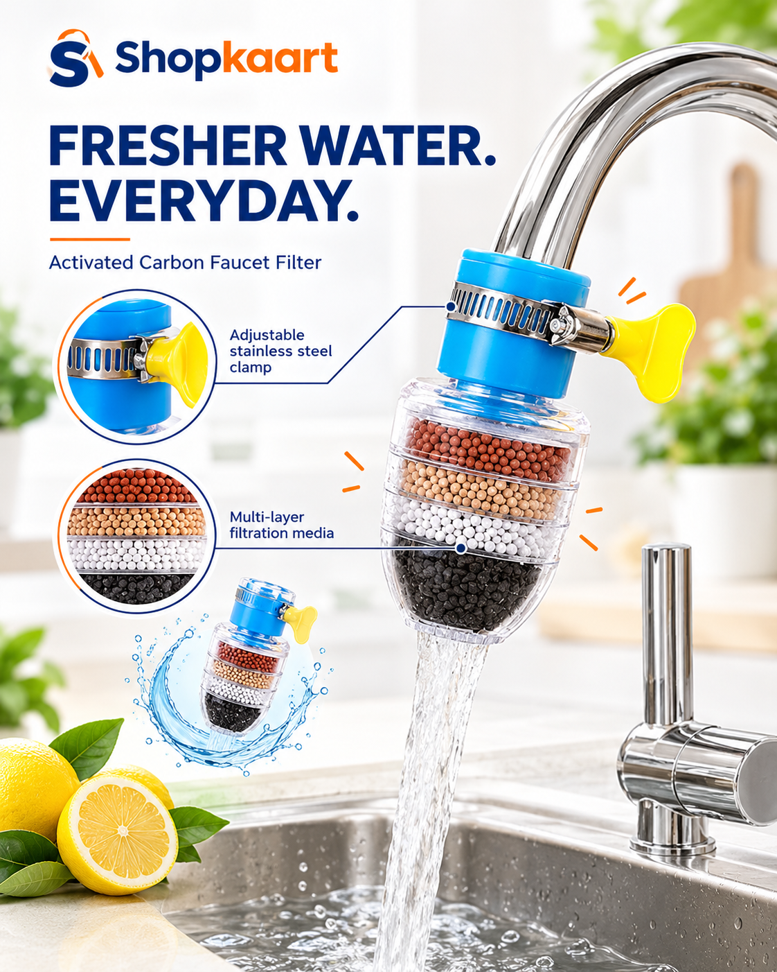 Activated Carbon Faucet Water Filter | Universal Interface Home Tap Water